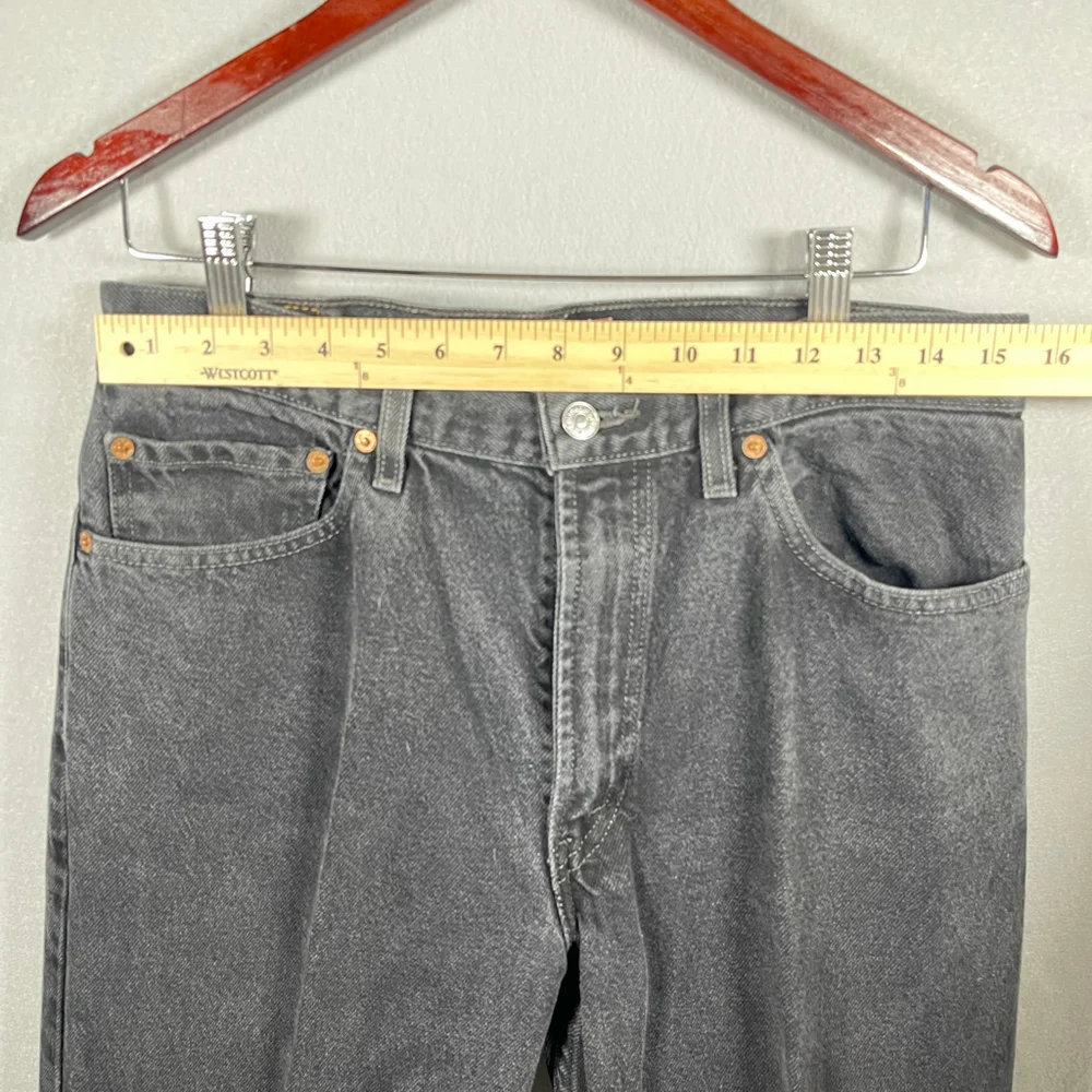 Levis 505 Mens W34 L34 Regular Fit Faded Black Wash Denim Jeans Straight